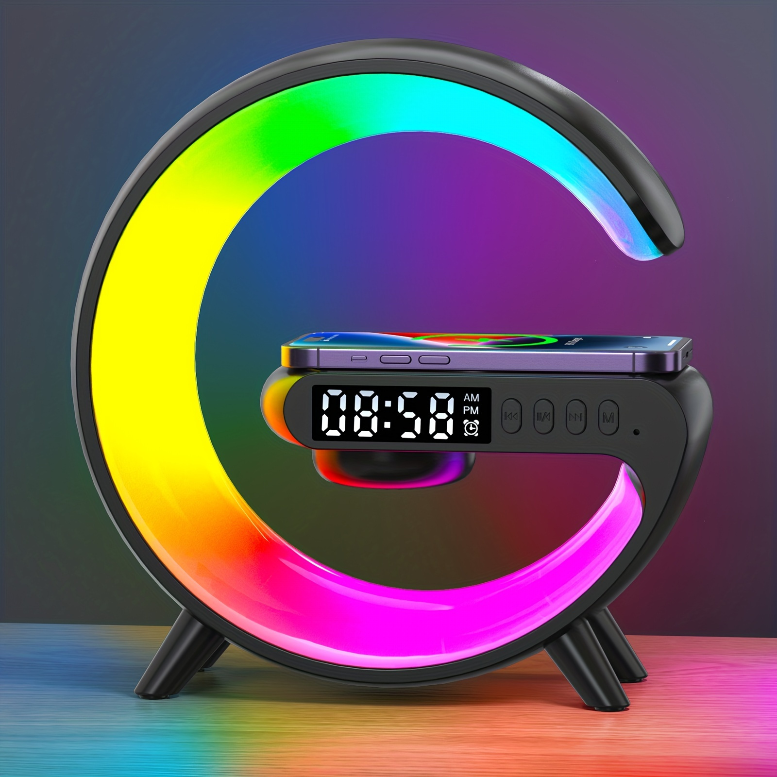 mini multifunctional wireless charger support speaker tf rgb night light for iphone14 13 12 fast charging station for samsung and xiaomi details 16