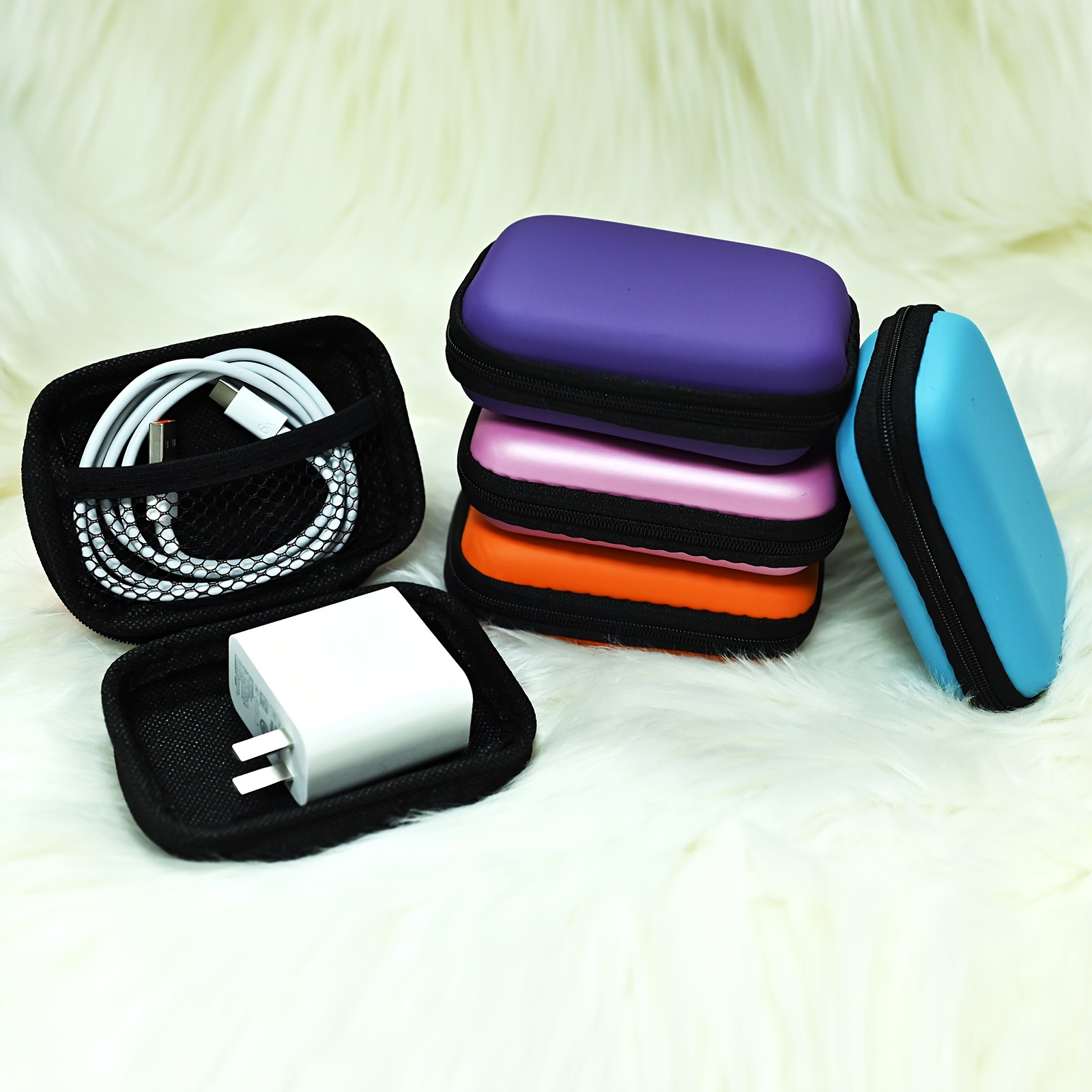 mobile phone charger data cable storage bag portable earphone storage box details 1